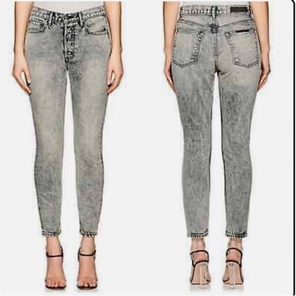 GRLFRND Karolina Billie Jean Button Fly Faded Black Ankle Cotton Jeans Size 26